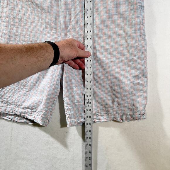 Carnoustie Seer Sucker Shorts Men's 42W Blue Pink Check Pockets Button Flap - Picture 7 of 11